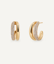 Earrings Allure duo half-moon with zircons