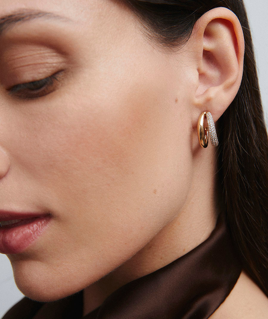 Pendientes semiluna Allure duo con circonitas
