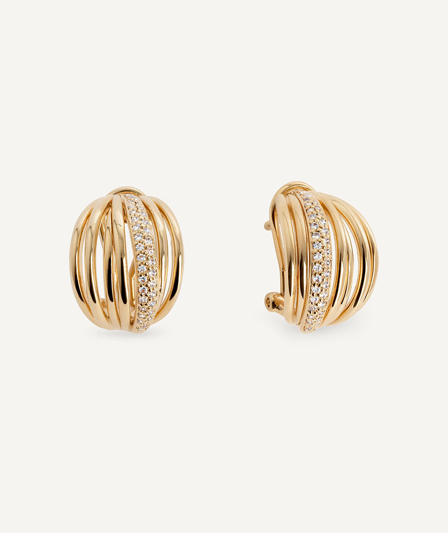 Earrings Allure half-moon strips with zircons