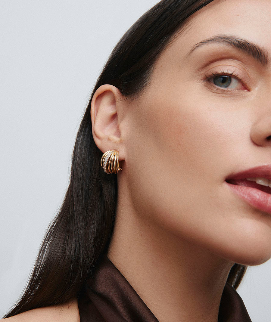 Earrings Allure half-moon strips with zircons