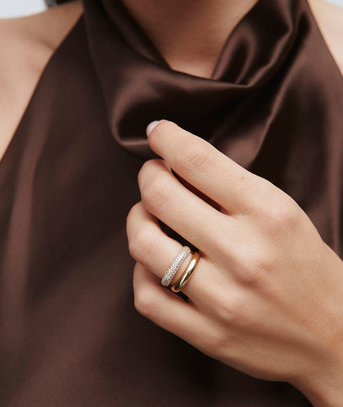 Anillo dúo abierto Allure con circonitas secundaria