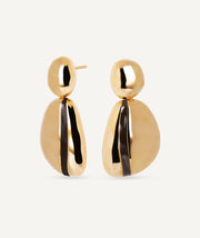 Chunky Long Horizon Earrings with Brown Enamels