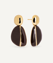 Chunky Long Interval Earrings with Brown Enamels