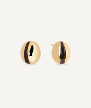 Horizon Button Earrings with Brown Enamels