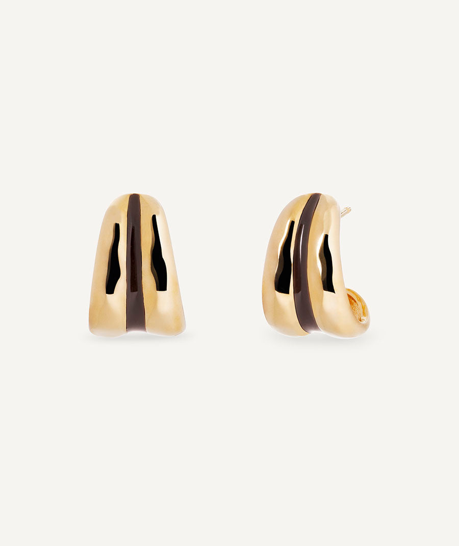 Horizonte Crescent Earrings with Brown Enamels