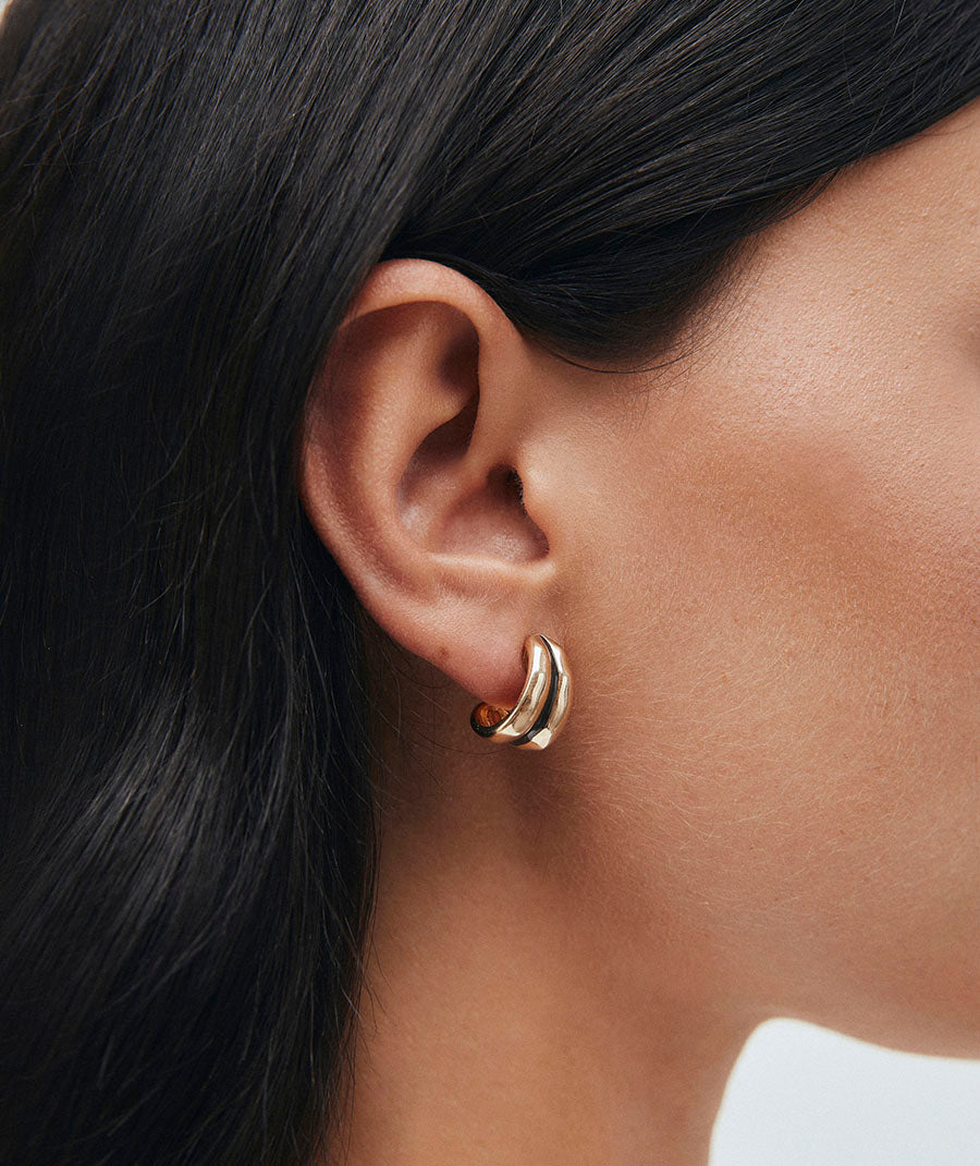 Horizonte Crescent Earrings with Brown Enamels