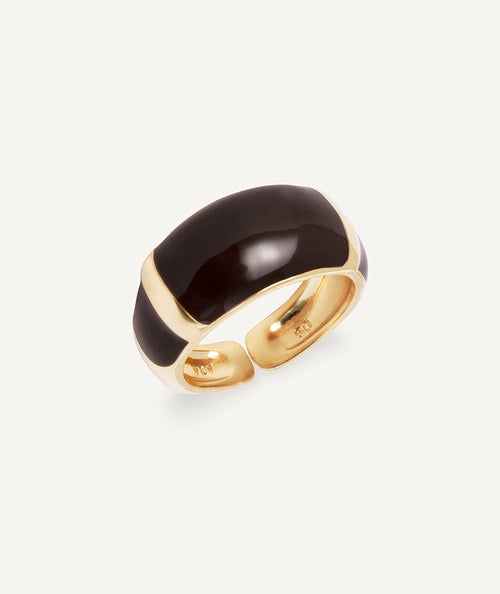 Ring sculptural Intervalo with brown enamel