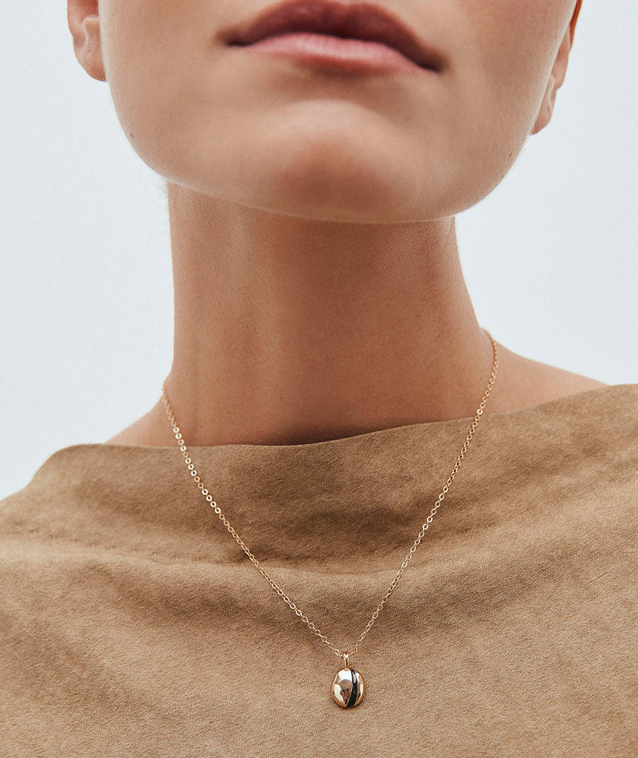 Irregular Oval Horizon Pendant with Brown Enamels