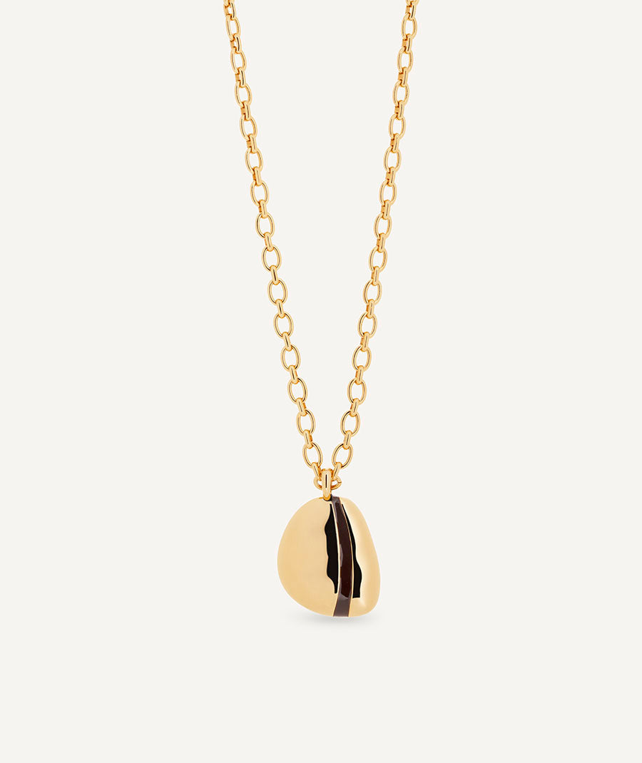 Maxi Irregular Oval Horizonte Pendant with Brown Enamels