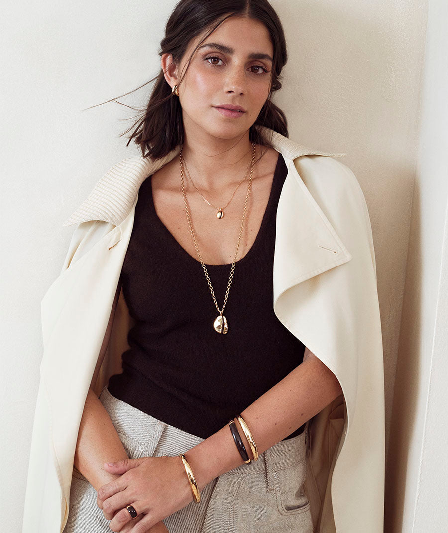 Maxi Irregular Oval Horizonte Pendant with Brown Enamels