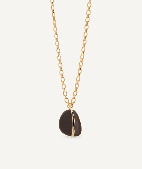 Pendant oval irregular maxi Intervalo with brown enamels