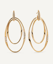 Earrings long maxi oval Flow with zirconia