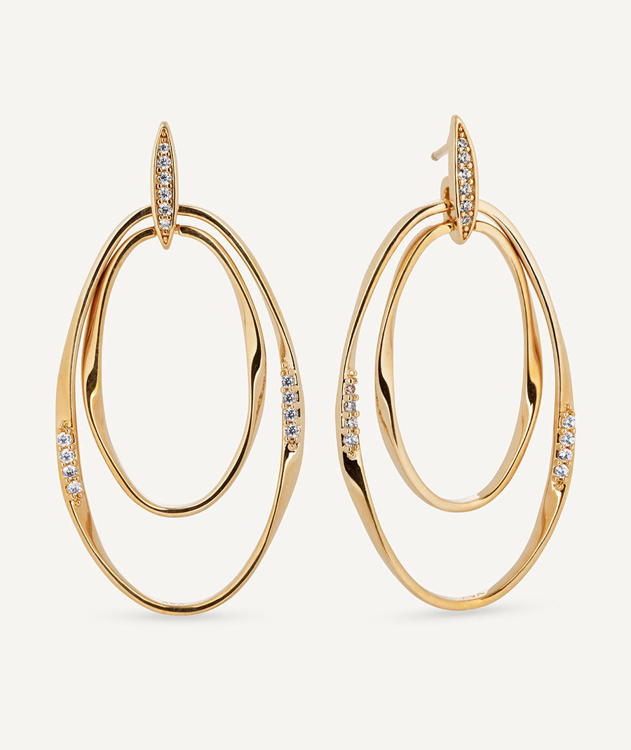 Pendientes largos maxi óvales Flow con circonitas