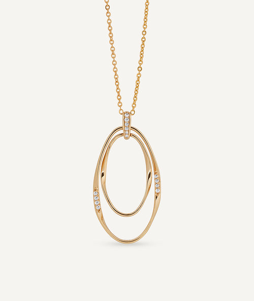 Necklace oval Flow with zirconia