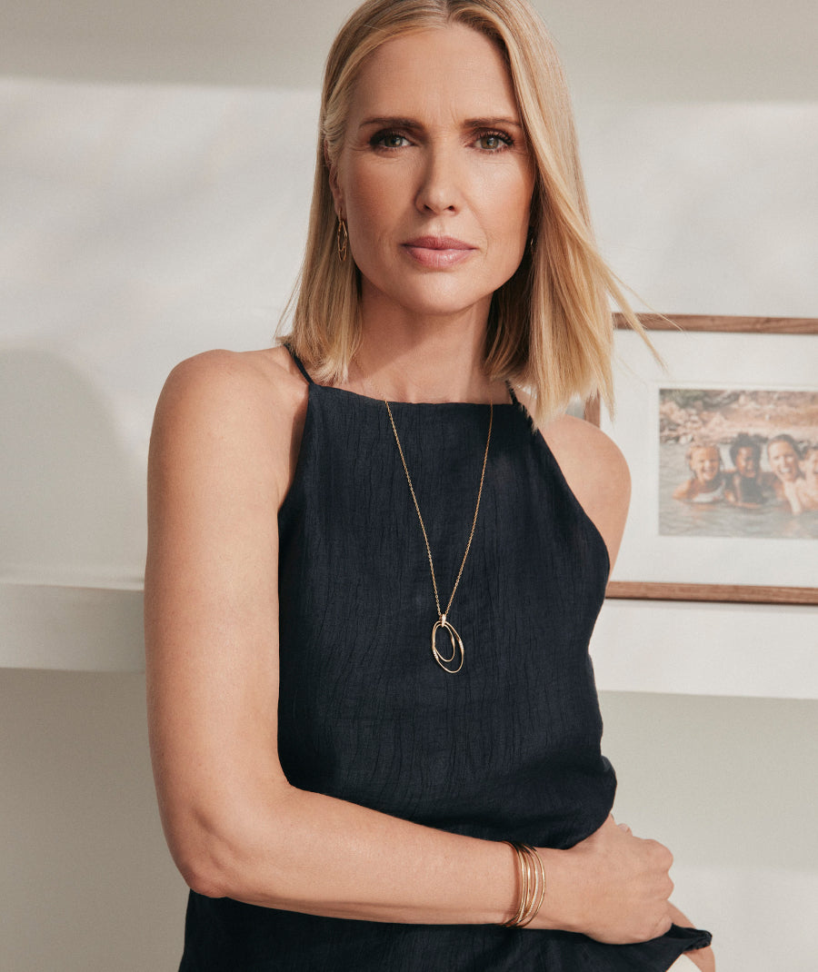 Colgante óvales Flow con circonitas