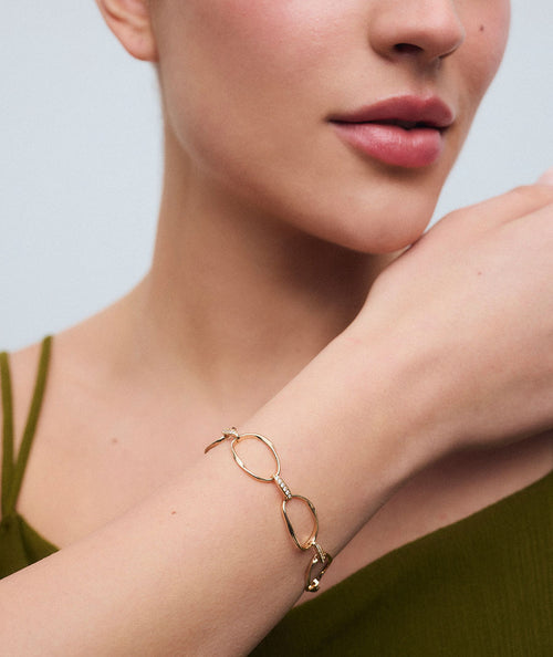 Pulsera eslabones Flow con circonitas secundaria