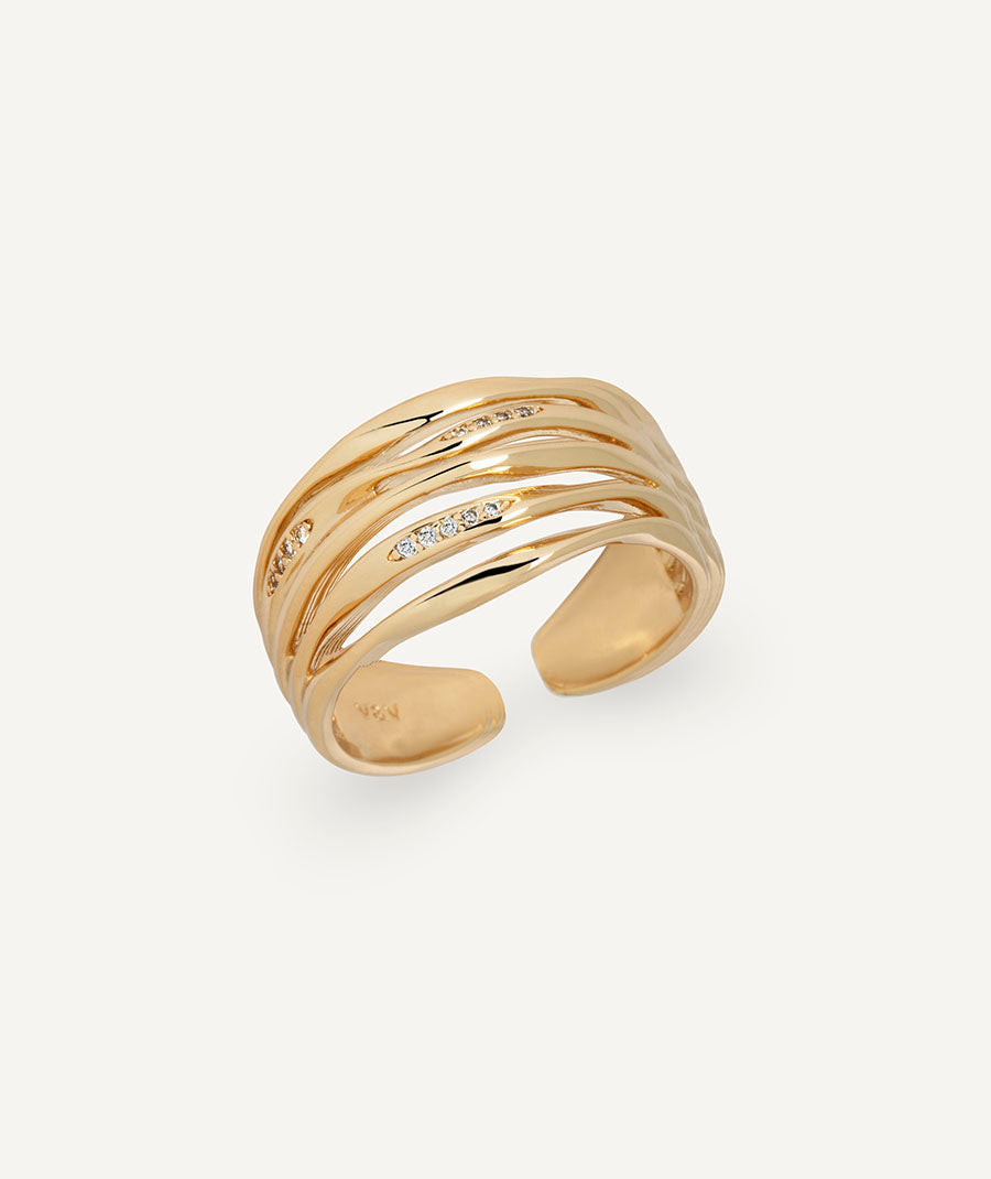 Anillo tiras Flow con circonitas