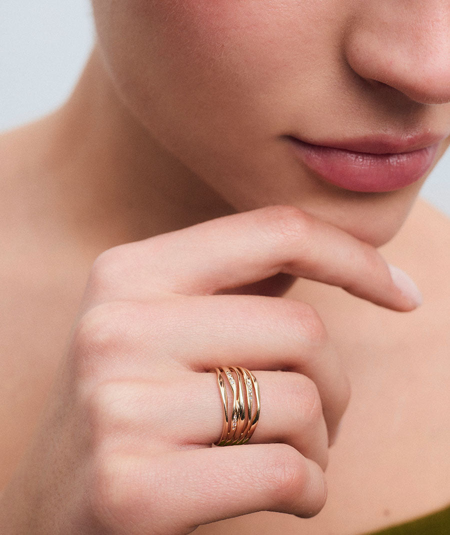 Anillo tiras Flow con circonitas