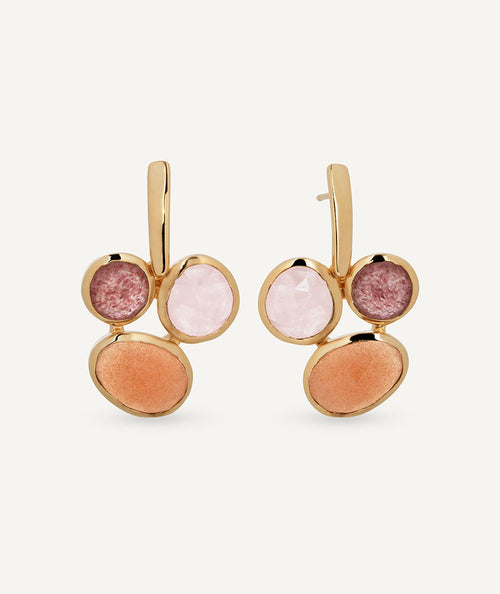 Earrings semi-long Peach with natural stones in neutral tones