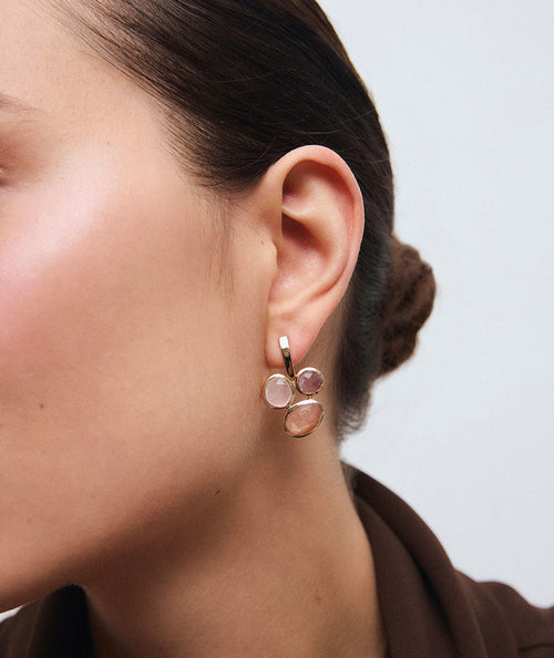 Earrings semi-long Peach with natural stones in neutral tones secundaria