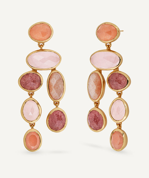 Pendientes largos Peach con piedras naturales