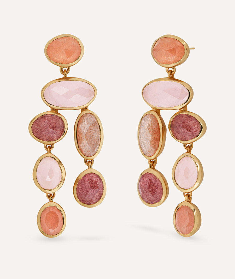 Pendientes largos Peach con piedras naturales