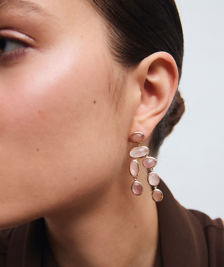 Pendientes largos Peach con piedras naturales