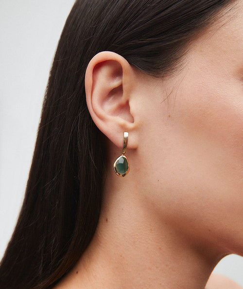 Earrings oval Flora with green tourmaline secundaria