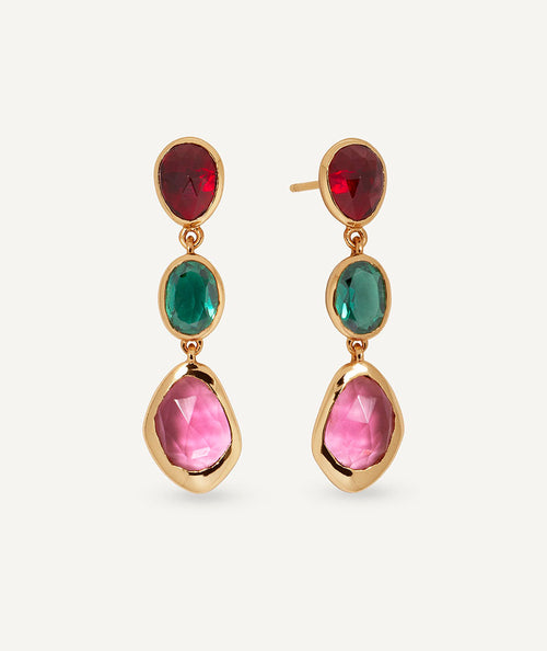 Earrings long Flora with natural stones