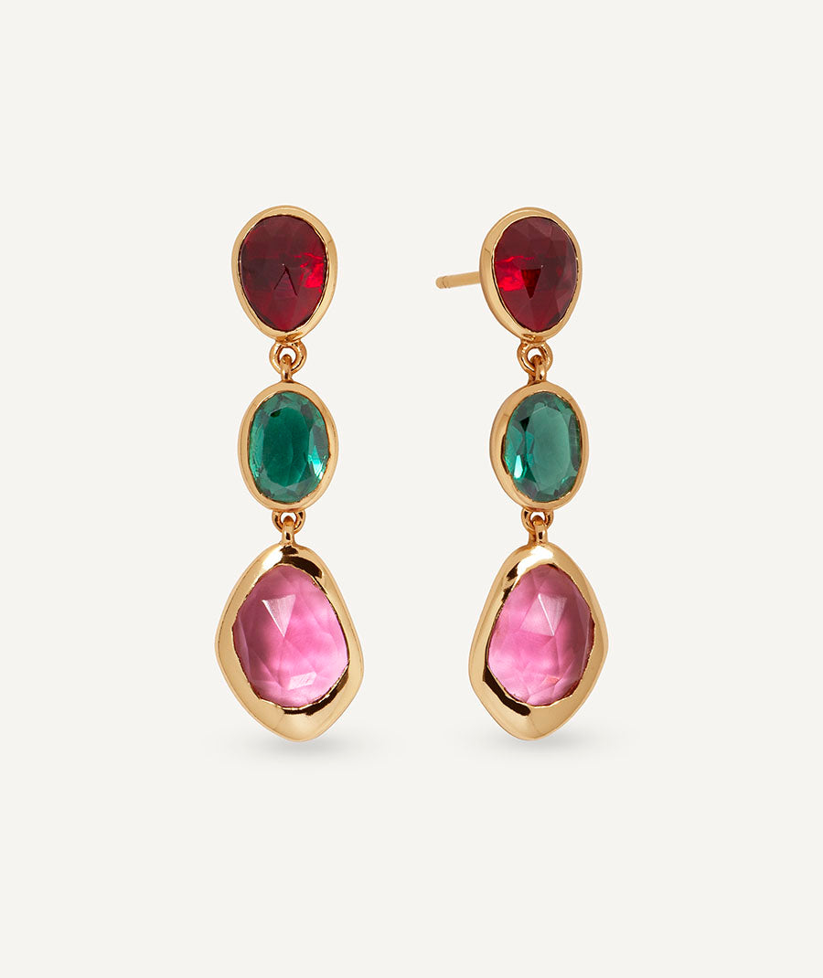 Pendientes largos Flora con piedras naturales