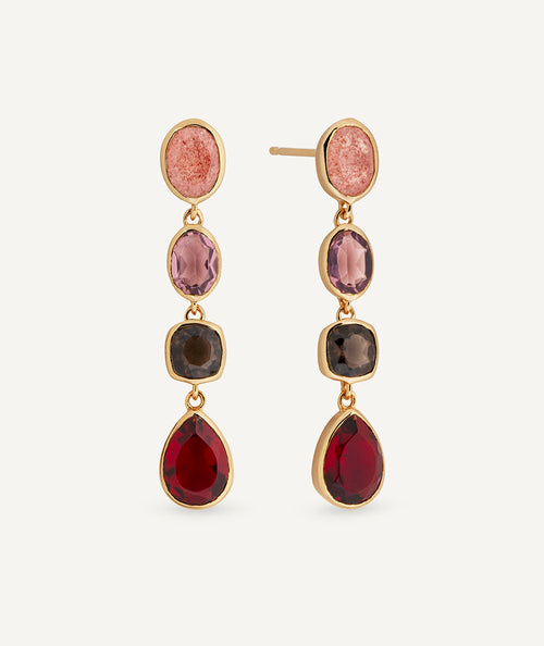 Pendientes largos Rougea con piedras naturales