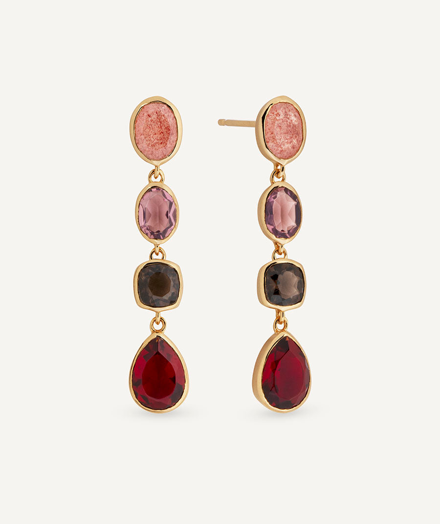Pendientes largos Rougea con piedras naturales