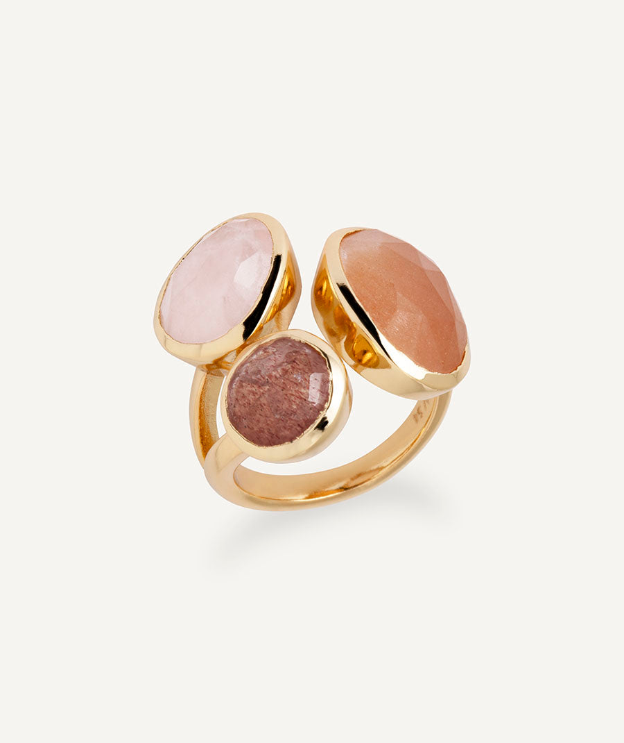 Anillo Peach con piedras naturales