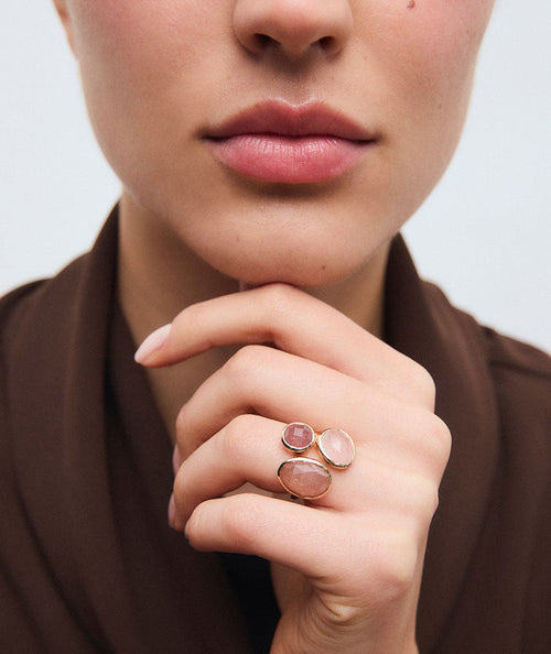 Ring Peach with natural stones in neutral tones secundaria