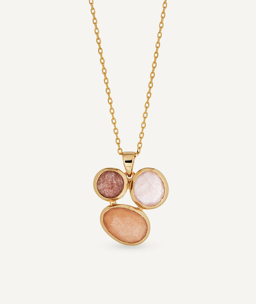 Necklace Peach with natural stones in neutral tones