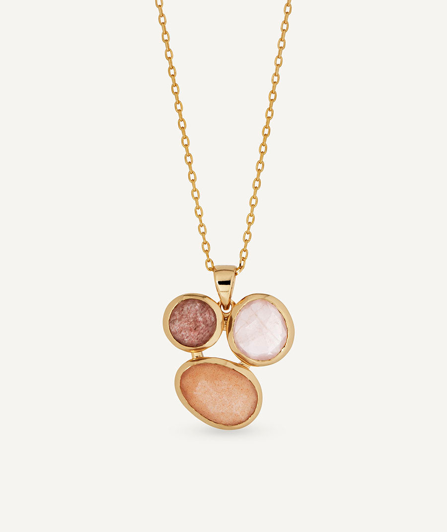 Colgante Peach con piedras naturales en tonos neutros