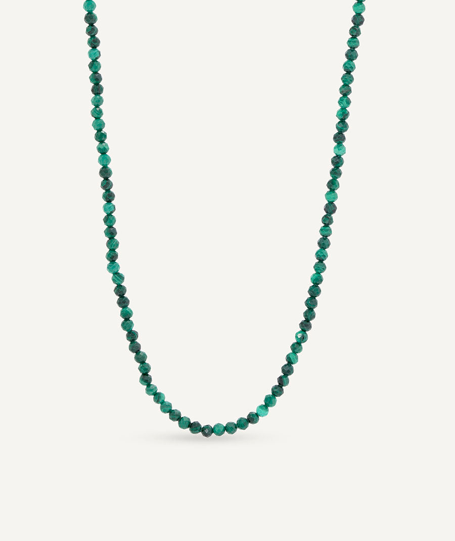 Necklace beads with malachite stone