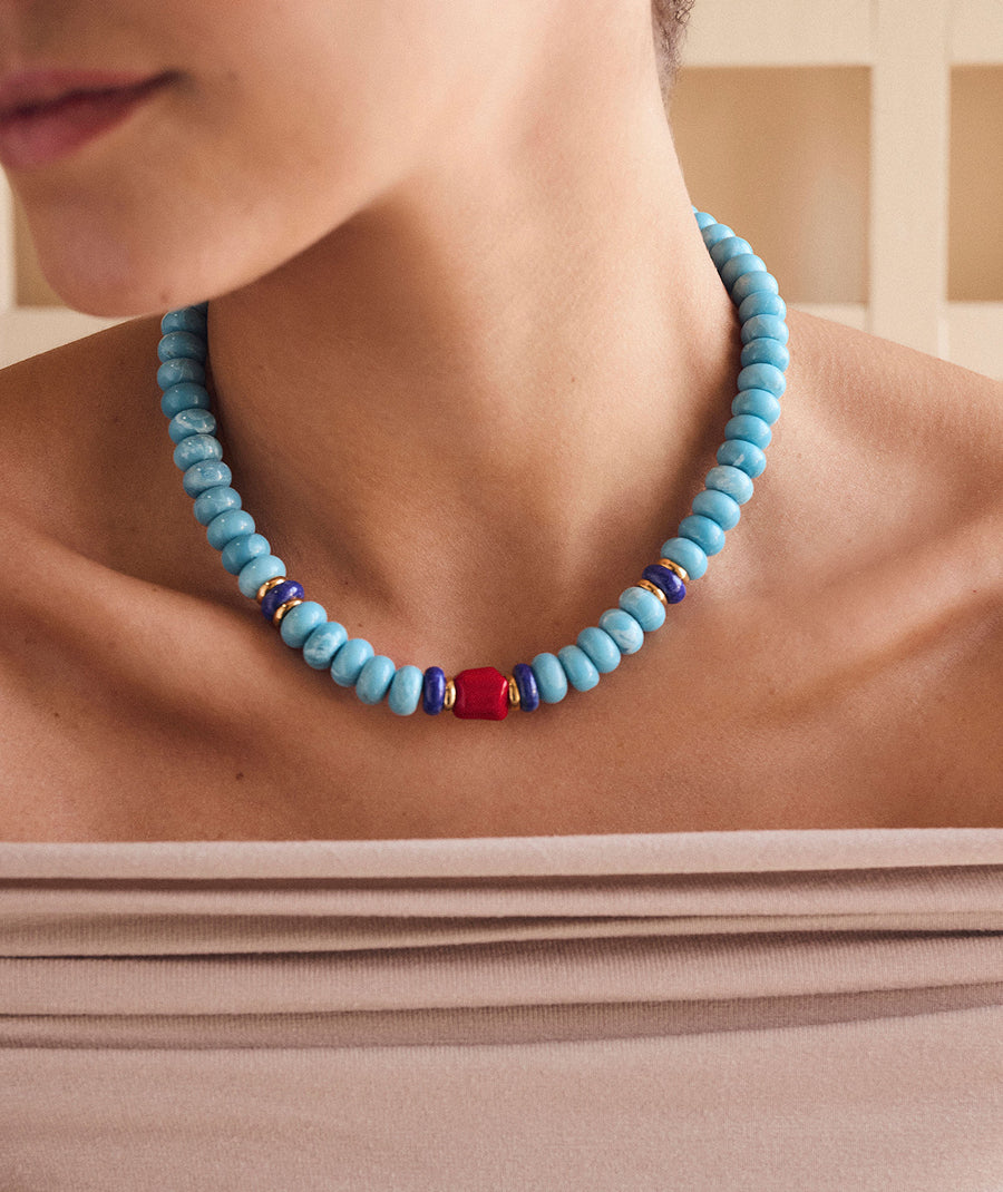 Necklace Nefertiti with natural stones