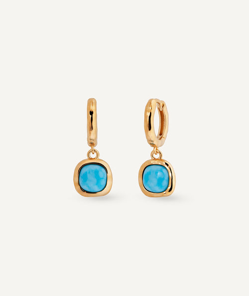 Earrings hoop Turquesa with blue larimar quartz