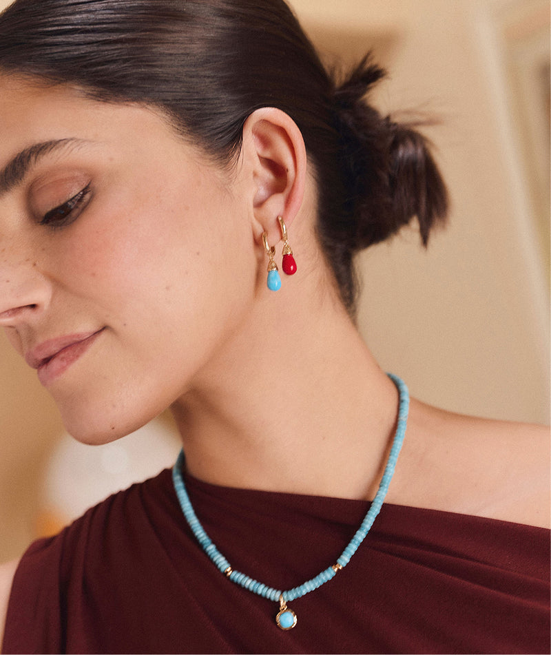 Earrings oval hoops Turquesa with blue larimar quartz
