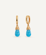 Earrings oval hoops Turquesa with blue larimar quartz