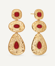 Earrings volume Zahara with red synthetic coral