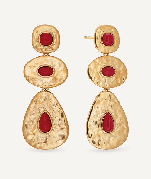 Earrings volume Zahara with red synthetic coral