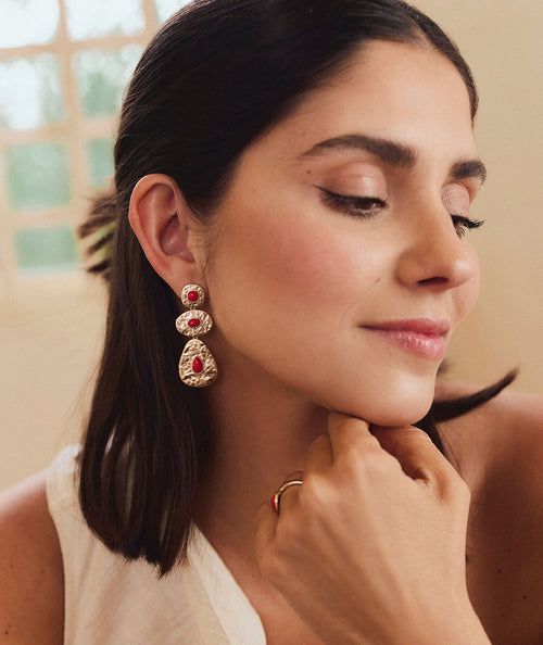 Earrings volume Zahara with red synthetic coral secundaria