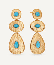 Pendientes volumen Turquesa con cuarzo larimar azul