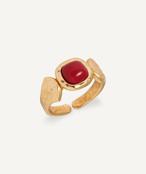 Ring Zahara with red synthetic coral