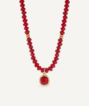 Collar bolas Zahara con coral sintético rojo