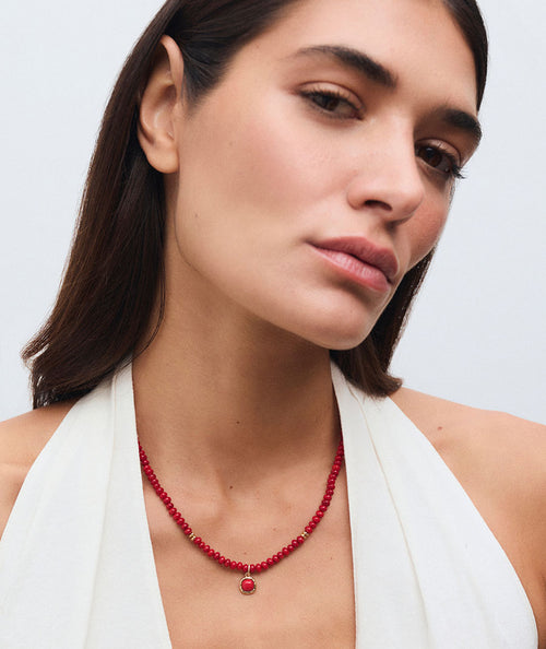 Necklace beads Zahara with red synthetic coral secundaria