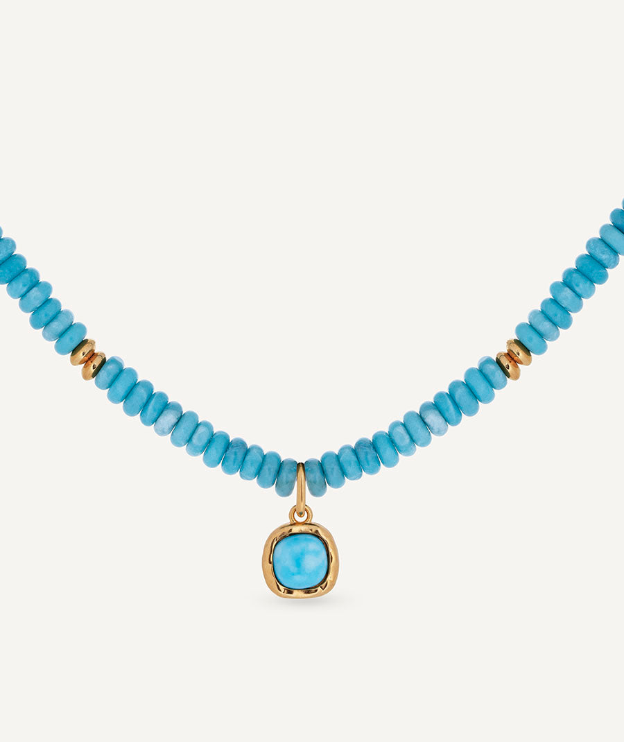 Necklace beads Turquesa with blue larimar quartz