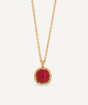 Collar cadena fina Zahara con coral sintético rojo